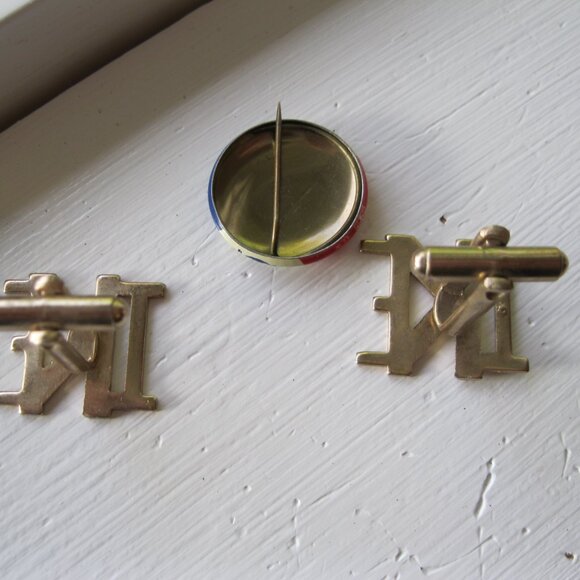 Vintage Eisenhower "Ike" Cuff Links + I Like Ike button - Picture 3 of 4
